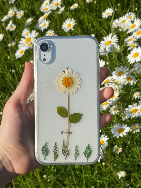 Real Pressed Daisy Phone Case, Dried Flowers Case, Samsung Galaxy S10 S9 S8 S7, iphone case, iphone  SE 5 6 6s 7 8 plus x xr xs 11 12 pro max case