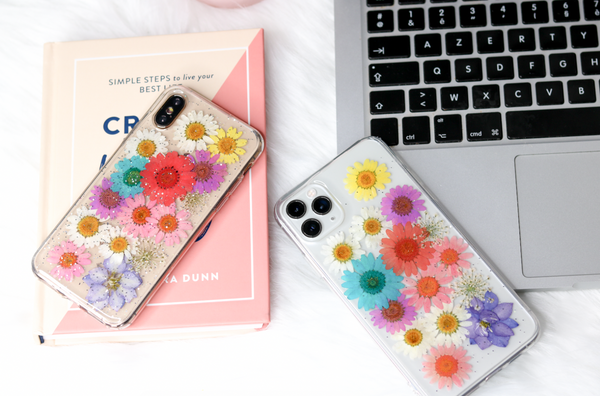 Real Pressed Rainbow Glitter Flower, iPhone Case,Samsung Galaxy S10 S9 S8 S7, iphone case, iphone SE 5 6 6s 7 8 plus x xr xs 11 12 13 pro max case
