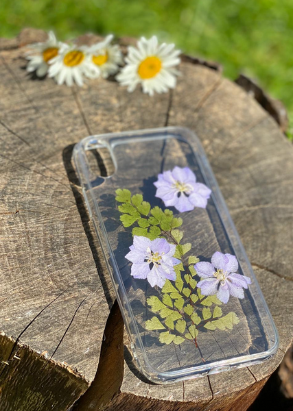 Real Pressed Blue Flowers Phone Case, Violets , Samsung Galaxy S10 S9 S8, iphone case, iphone 6 6s 7 8 plus x xr xs 11 12 13 pro max case