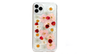 Real Pressed Pink Glitter Flowers & Daisies Phone Case, Samsung Galaxy S10 S9, iphone case, iphone 6 6s 7 8 plus x xr xs 11 12 13 pro max case