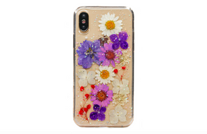 Real Pressed Purple Glitter Flower, iPhone Case,Samsung Galaxy S10 S9 S8 S7, iphone case, iphone SE 5 6 6s 7 8 plus x xr xs 11 12 13 pro max case