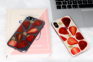 Real Dried Strawberries Phone Case, Real pressed Okra, Handmade iPhone Case, iPhone 6 6s 7 8 plus x xr xs 11 pro max case