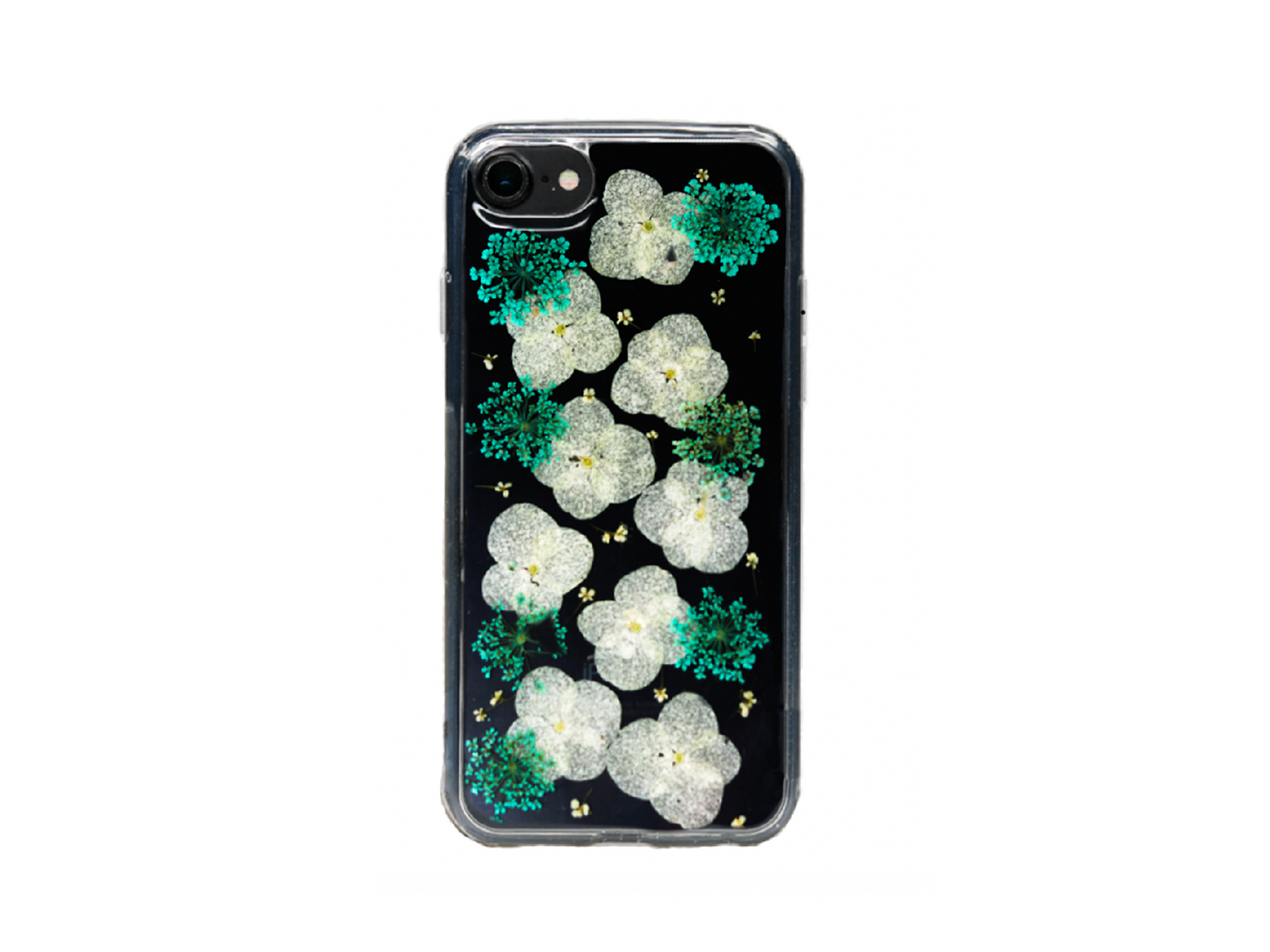 Abbery Custodia Per IPhone 12 Pro Max Con Fiori Secchi E Glitter - Trasparente Morbida, Design Unico Fatto A Mano - Viola - 4